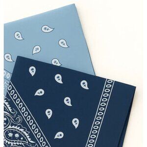 Navy Blue and Light Blue Colorful Bandanas 21x21 Inch Square Western Style Scarv